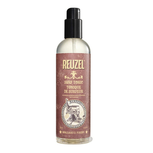 Reuzel Surf Tonic salt spray in a spray bottle, designed for adding texture and volume to hair with a beachy, tousled look.