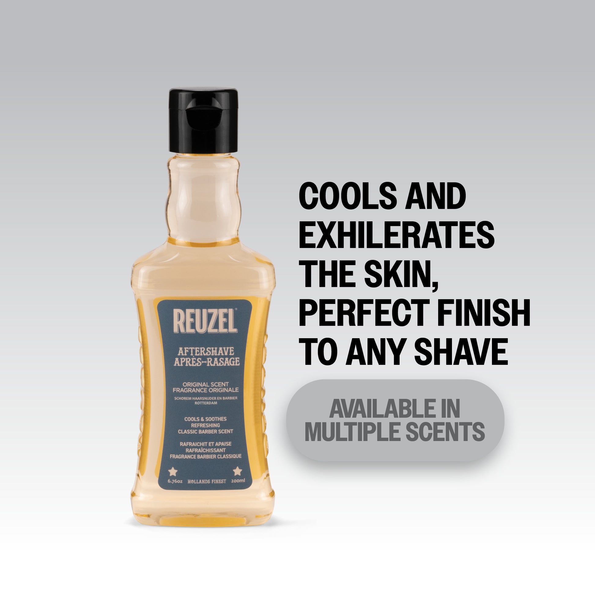 Reuzel aftershave perfume and cologne bottle with a sleek design and Reuzel branding, displayed on a neutral background.