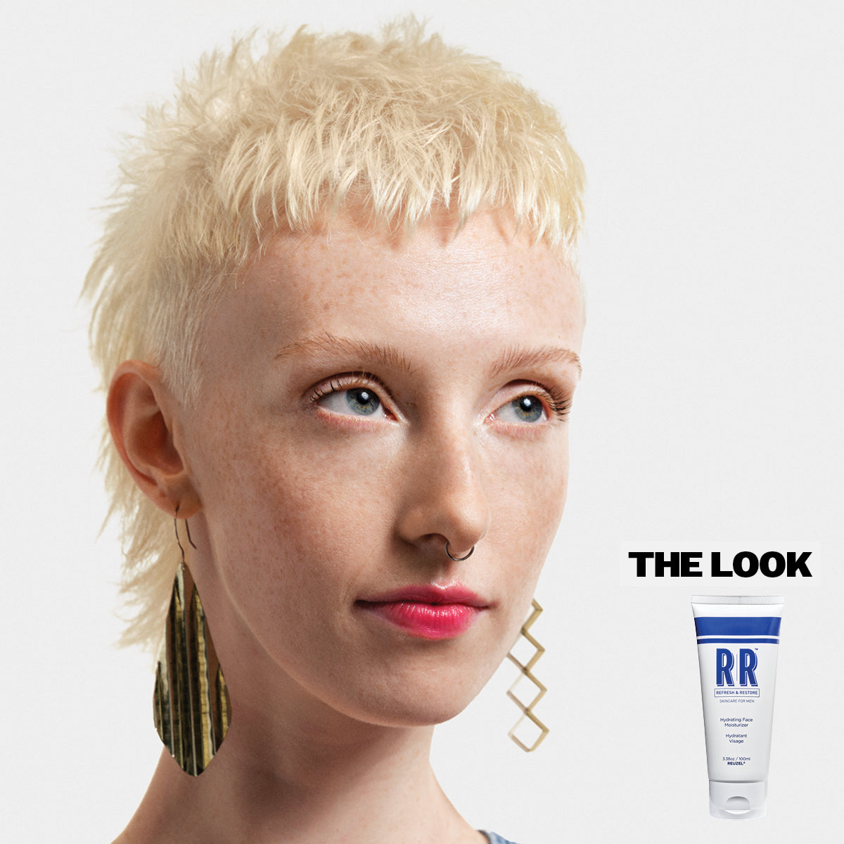 Reuzel hydrating face moisturizer in a sleek jar, showing the skincare product with a soft, luminous appearance.